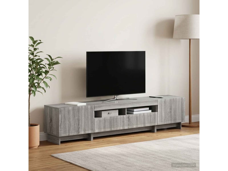  Meuble tv - banc tv - meuble de rangement led 5 pièces sonoma gris bois d'ingénierie  - Conforama B