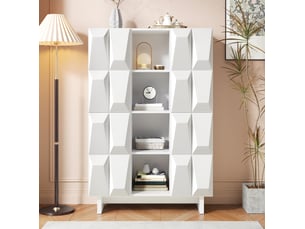 Vitrine coloris blanc 3 étagère(s) <strong>MODFU</strong> <strong></strong> - 90.5 cmx135.5 cm