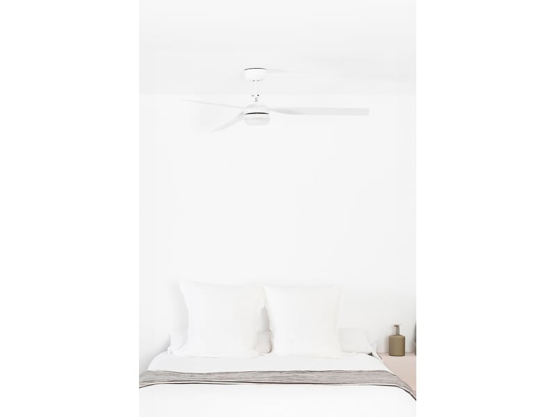  Faro ventilateur de plafond avec lumiere led acier blanc mat moteur dc 6 vitesses fonction inversee compatible plafonds inclines punt m faro-338141s  - Conforama B