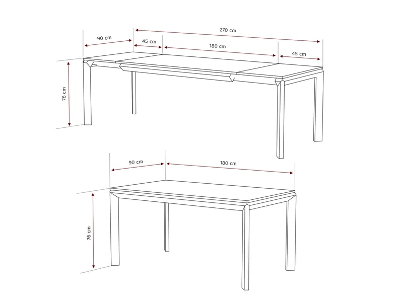  Table à manger extensible faro - 6-8 personnes - rectangulaire - 160x90x76 cm - noyer noir FARO - Conforama E