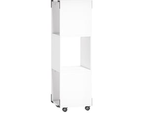 Caisson de bureau mobile à roulettes 33,5 x 33,5 x 111 cm blanc, 3 niches et tablette imprimante