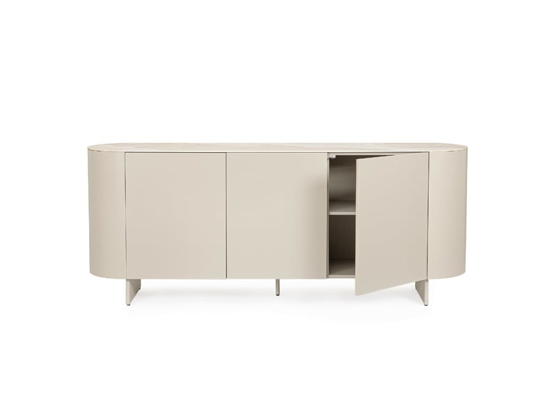  Buffet 3 portes beige 200 cm plateau céramique sidra  - Conforama D