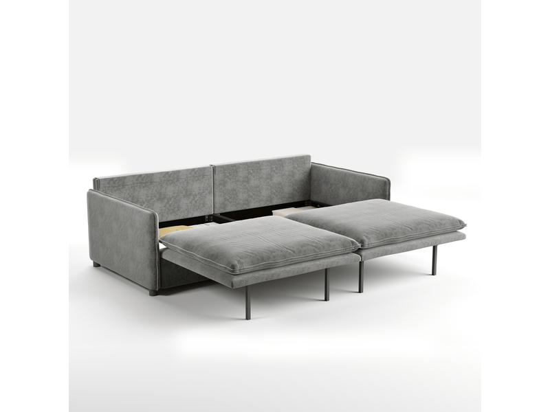  Canapé 3 places cloud chenille gris clair 206 cm convertible 3-en-1 avec rangement  - Conforama D