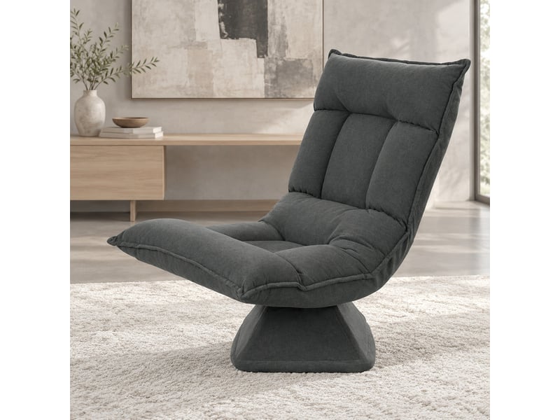  Fauteuil de sol pivotant 360° inclinable à 5 positions en polyester gris foncé  - Conforama B