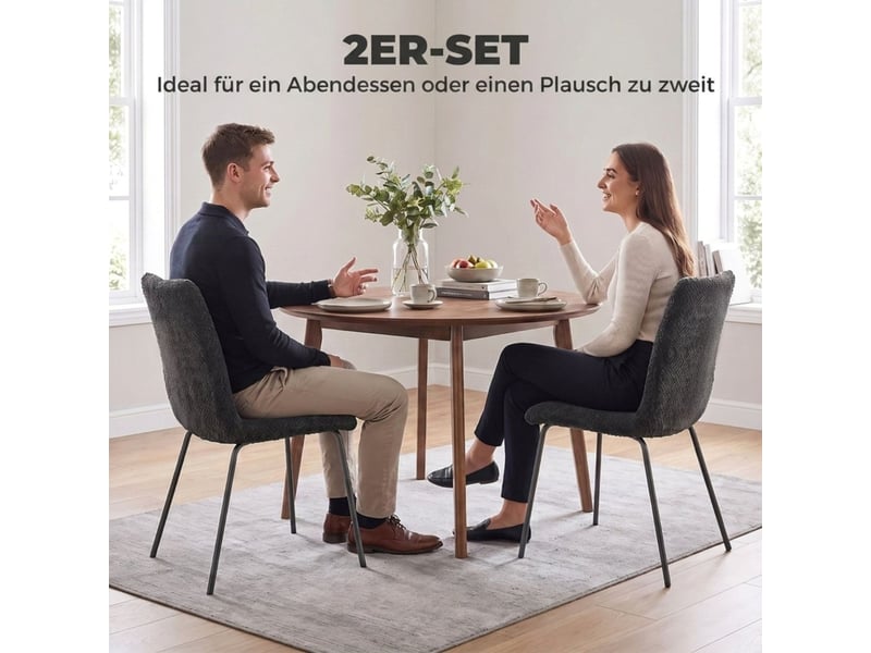  Lot de chaises 2 pièces revêtement en velours chaise repas pieds en métal gris foncé  - Conforama E