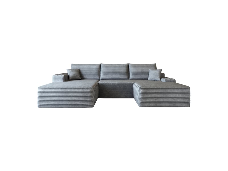 Canapé modulaire à assise profonde sans outil - lpospi - mousse haute élasticité, tissu côtelé gris - Conforama A