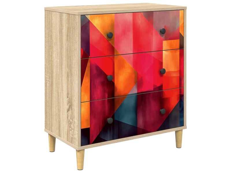  Commode chambre, meuble de rangement heesch impression en blocs de couleur 66x36,5x75 cm  - Conforama A