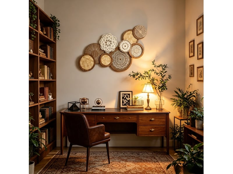 Décoration murale en mdf et bois avec panneaux tressés et motifs sculptés, effet bois naturel 83,8 × 4,4 × 44,5 cm - Conforama D