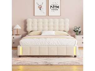 Lit coffre 160x200 cm <strong>LYCHOEEY</strong>  <strong></strong> coloris beige