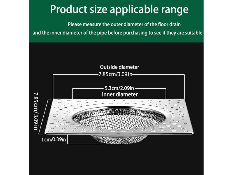 Filtre de bonde de douche, grille de bonde de lavabo, filtre de bonde, collecteur de cheveux (4 pièces carrées) - Conforama C