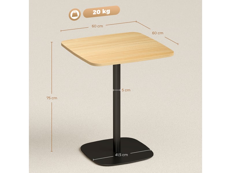  Table à manger carrée 2 personnes plateau mdf et pied acier 60 x 60 x 75 cm  - Conforama C