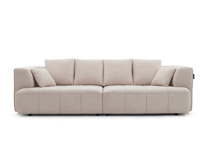  Bobochic canapé droit convertible double avance-recule électrique clovis tissu lisse beige CLOVIS - Conforama A
