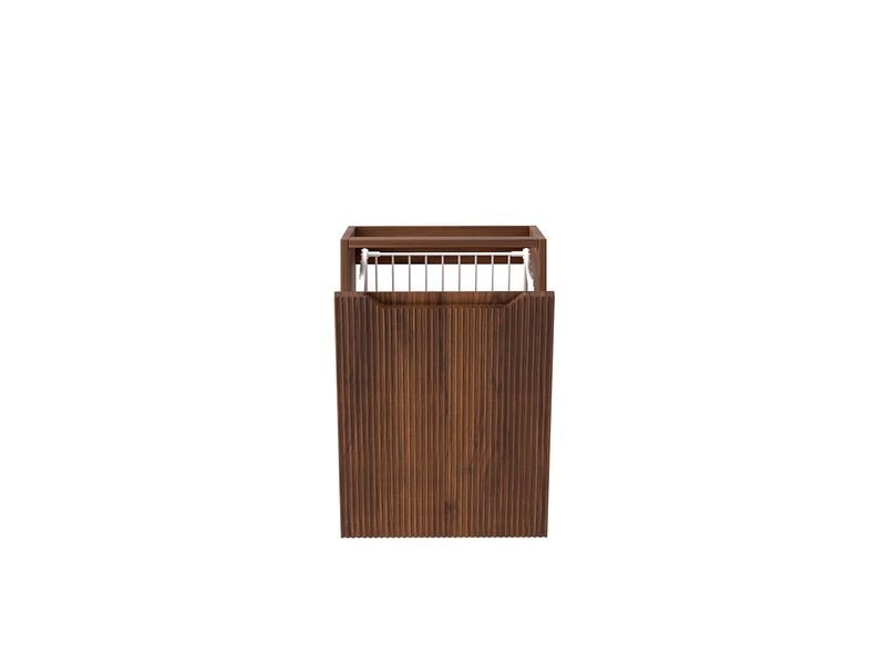  Meuble avec panier à linge suspendu novo effet noyer warmia 40 cm  - Conforama D