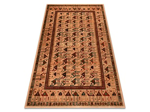 Tapis en laine kashqai 4304 101 oriental, cadre couleur saumon vert 135x200 cm
