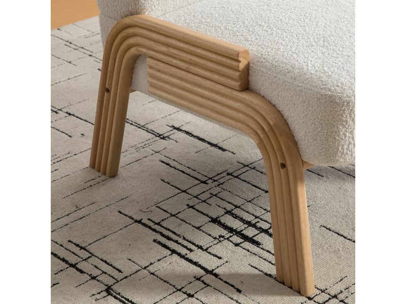  Fauteuil lounge,72x61x78 cm,style scandinave,chenille,ivoire  - Conforama E