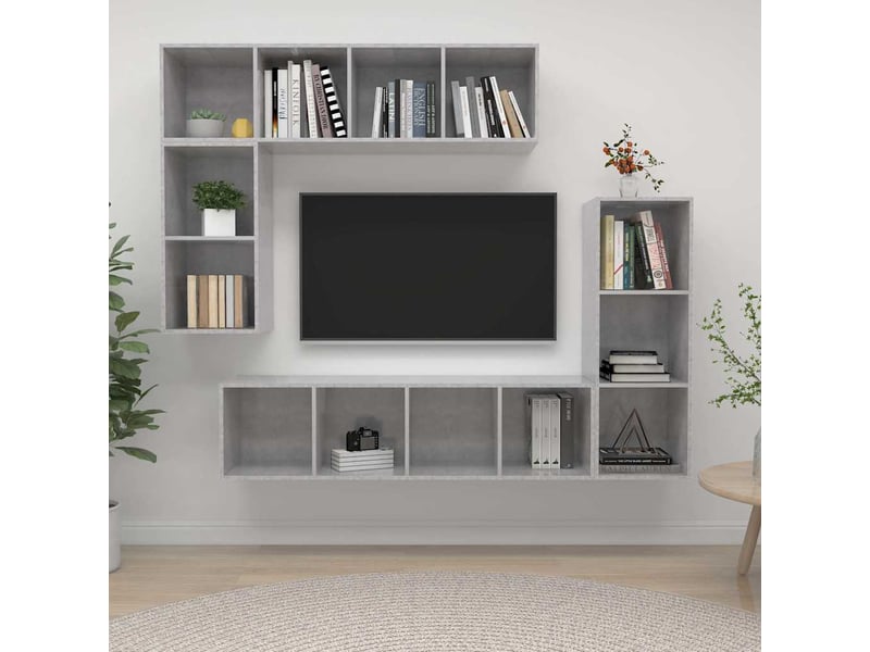  Ensemble de meubles tv 4 pcs gris béton bois d'ingénierie shl52178  - Conforama B