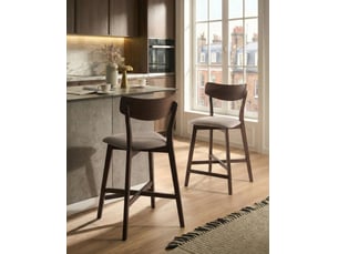 Lot de 2 chaises de bar holly bois marronbeige