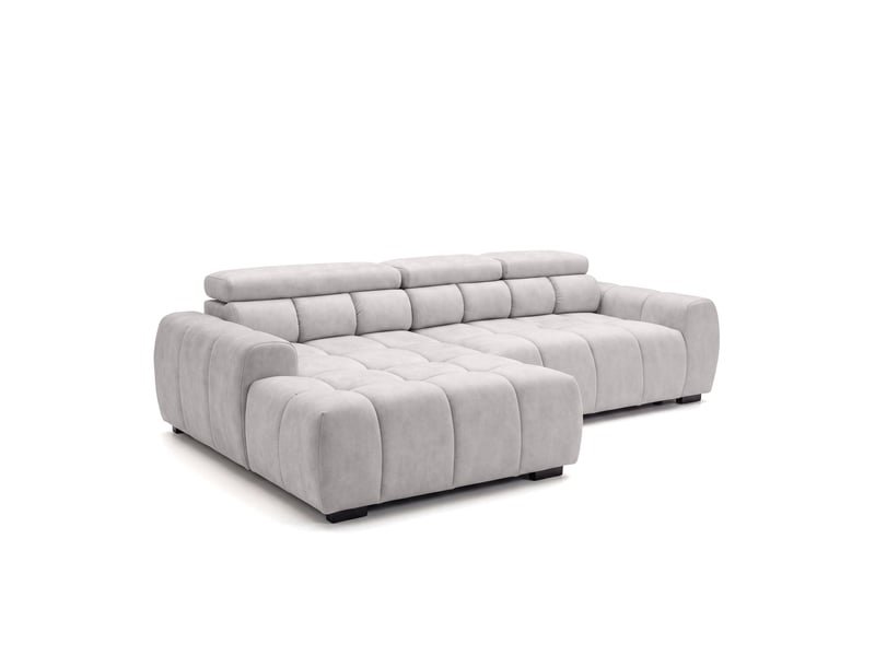  Canapé d'angle aldo avec fonction couchage, côté gauche, tissu salvador wr, gris clair (13)  - Conforama E