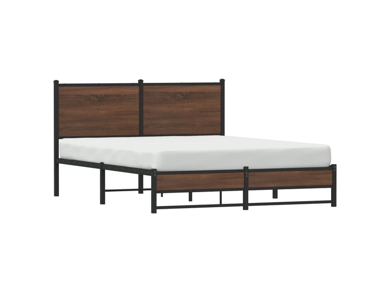 Lit adulte, lit double, cadre de lit en métal sans matelas chêne marron 150x200cm cf7922 - Conforama D