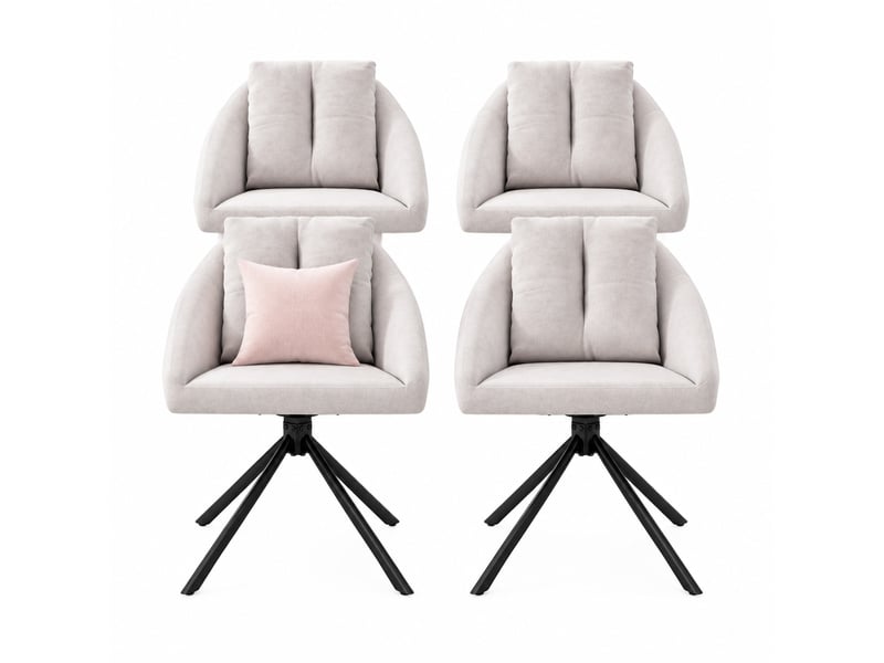  Chaise de salle à manger lot de 4 pivotante à 360° ergonomique en velours avec piètement métallique beige  - Conforama A