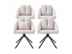 Chaise de salle à manger lot de 4 pivotante à 360° ergonomique en velours avec piètement métallique beige