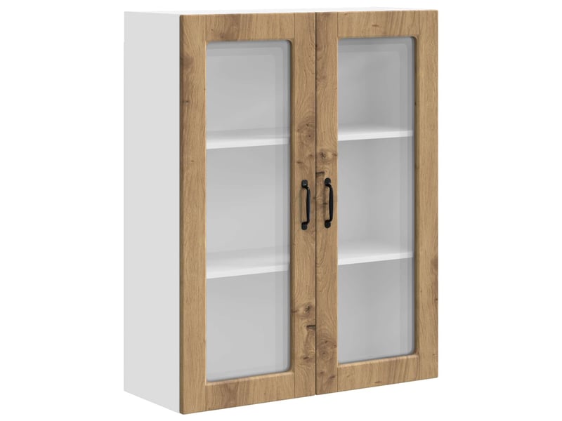 Meuble mural de cuisine, cabinet en verre mural chêne artisanal 80x31x100cm shl1702 - Conforama A