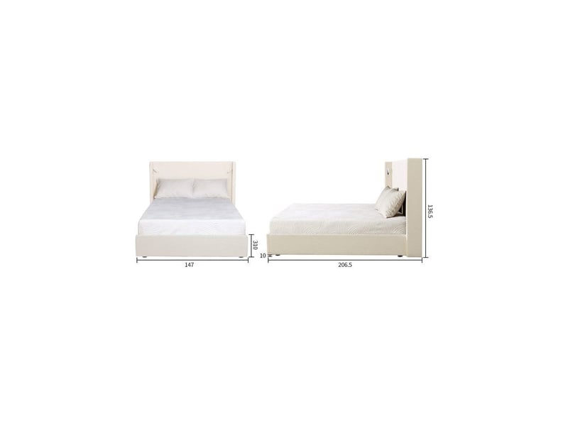  Lit coffre stan 2 140x190 avec velours beige côtelé tête de lit haute led usb a c KTSTAN2CORDWH140 - Conforama D