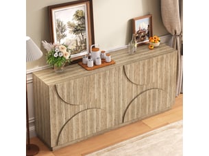 Buffet rangement cuisine moderne 160x40x80 cm avec portes et étagères intérieures panneau de particules naturel