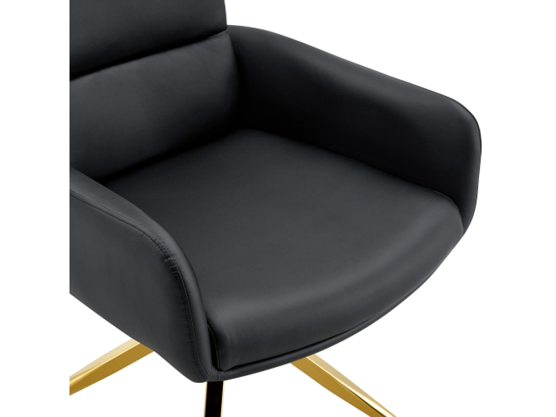  Ensemble de 2 chaises pivotantes design léger, pu noir, pieds dorés, 360° silencieuses - salle à manger et détente  - Conforama D