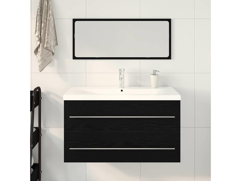  Meuble de lavabo de salle de bain, armoire de bain 3 pc chêne noir cf65497  - Conforama D