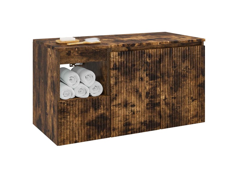  Ensemble de mobilier de salle de bain 2 pc chêne fumé cf64093  - Conforama C
