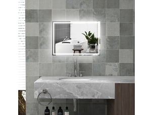 Miroir rectangulaire de salle de bain coloris argenté <strong>MIVRAY </strong>  <strong></strong> - 70 cm x 50 cm