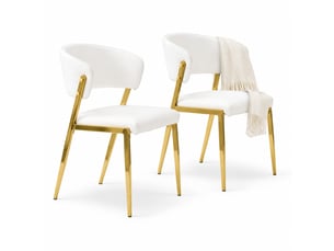 Lot de 2 chaises de salle à manger,51x49x78 cm,avec dossier ergonomique,similicuir,blanc