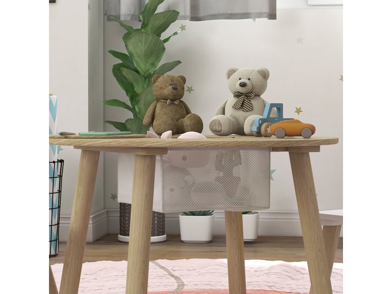  Ensemble 1 table ronde, 2 chaises pour enfant 3 pièces, dossier en forme d'ours, activités, bricolage, 3-6 ans, repas  - Conforama W