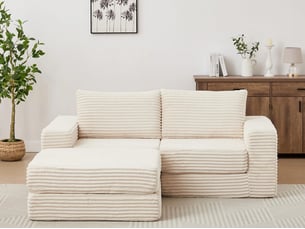 Canapé d'angle compressé réversible convertible <strong>BIQZUYA</strong> <strong></strong> 2 places Velours beige