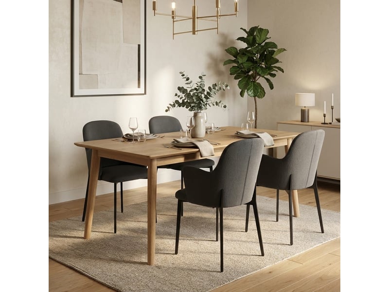  Lot de 4 chaises rembourrées en tissu facile à nettoyer flow - gris foncé  - Conforama B