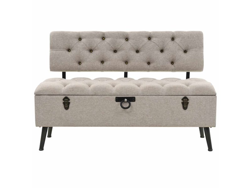  Banc chambre, banc de rangement avec dossier 110 cm crème tissu shl58733  - Conforama A