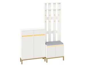 Ensemble de vestiaire d'entrée 80 x 35 x 103 cm blanc mdf et panneaux de particules, banc et rangement