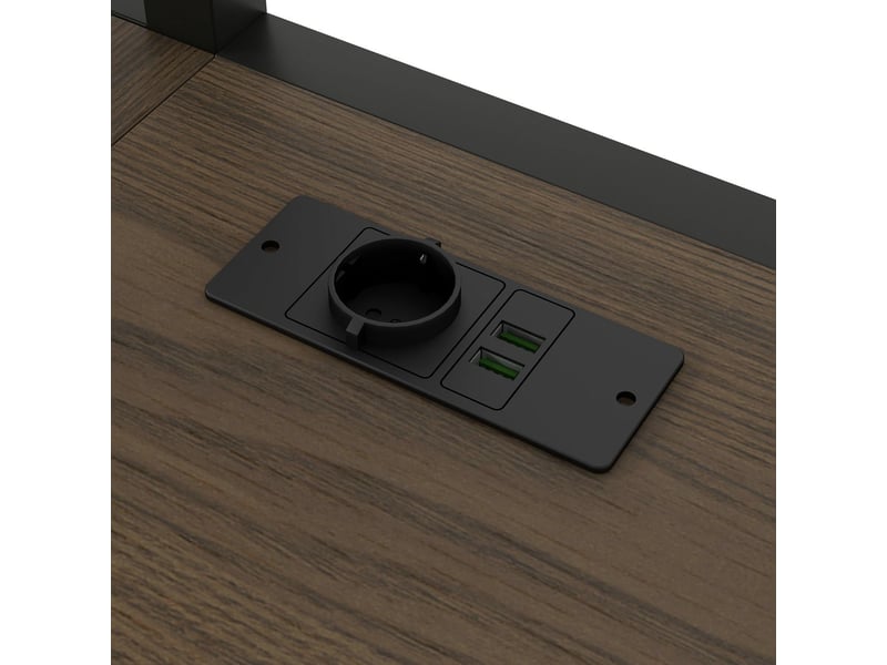 Lit mezzanine 140x200 avec bureau et escalier - lit double - métal noir, led, usb et étagères de rangement - Conforama D