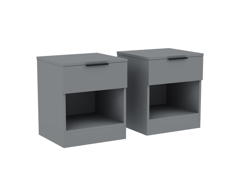  Table de chevet trega 1 tiroirs, commode de nuit, chambre, rangement, set de 2, 41x39x28cm, gris 3332086 - Conforama A