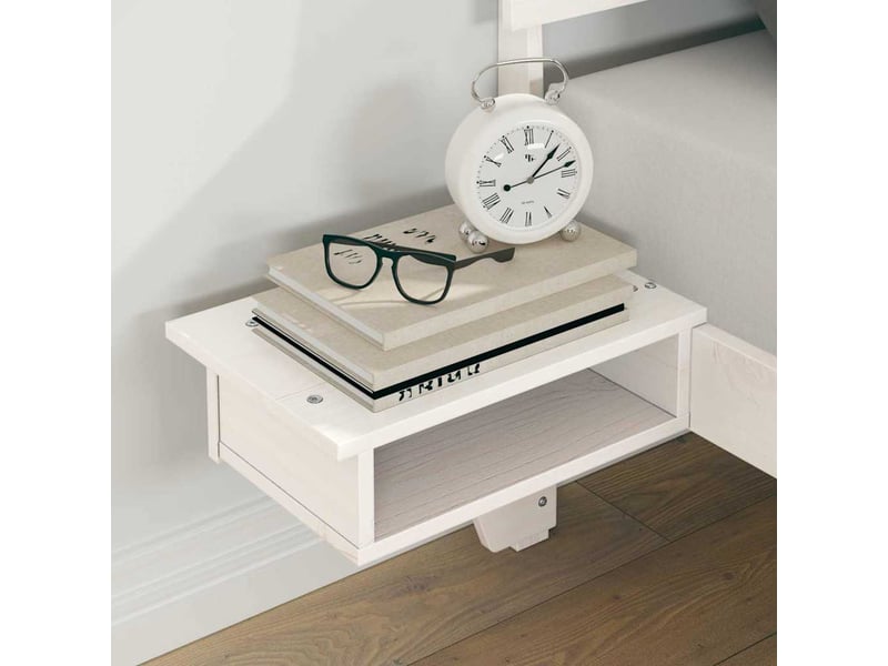  Lit double- lit adulte -  cadre de lit avec tête de lit blanc 135 x 190 cm pin massif  - Conforama B