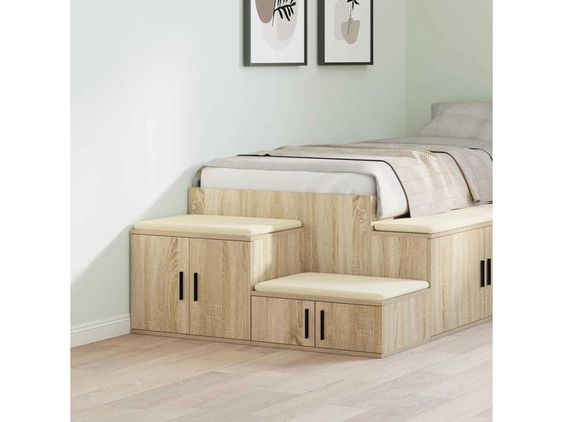  Lot de 2 armoire de lit, tiroir de lit avec rangement chêne sonoma 108 x 41 x 40 cm  - Conforama B
