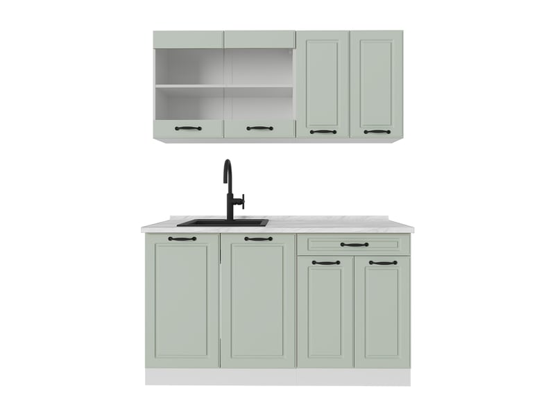  Vicco cuisine, mint campagneblanc, 140cm plan de travail marbre  - Conforama A