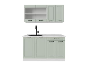 Vicco cuisine, mint campagneblanc, 140cm plan de travail marbre