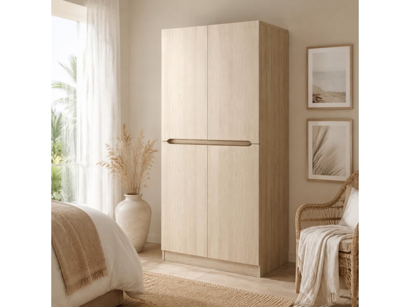 Armoire avec penderie et compartiments de rangement 70x40x170 cm, coloris bois naturel - Conforama C