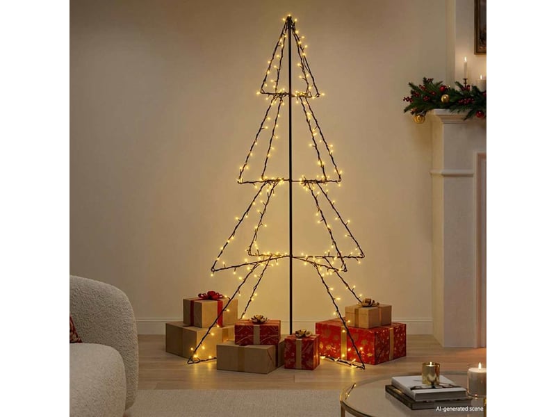  Arbre de noël, sapin de noël cône 240 led d'intérieur-d'extérieur 115x150 cm  - Conforama B