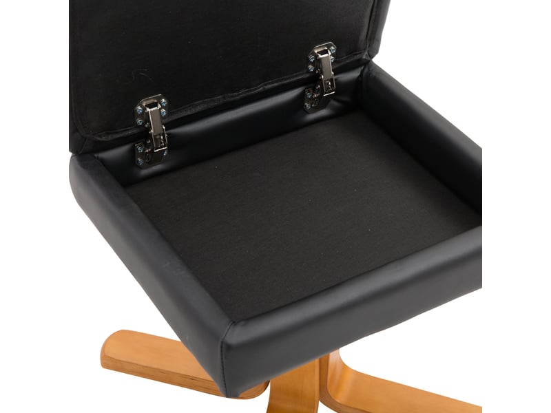 Fauteuil relax inclinable 80x86x99 cm – noir – rotation 360° avec repose-pieds de rangement, pu et bois - Conforama E