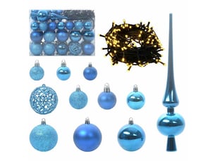 Ensemble de boules de noël 61 pcs 150 led blanc chaud ø 6 cm