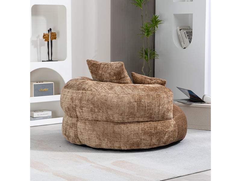  Fauteuil poire, tissu chenille, sans montage, avec accoudoirs, assise rembourrée, 108 × 108 × 52 cm - marron café C-DEGAYUN - Conforama D