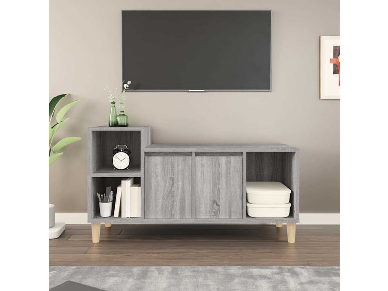  Meuble tv - banc tv - meuble de rangement sonoma gris 100x35x55 cm bois d'ingénierie  - Conforama B